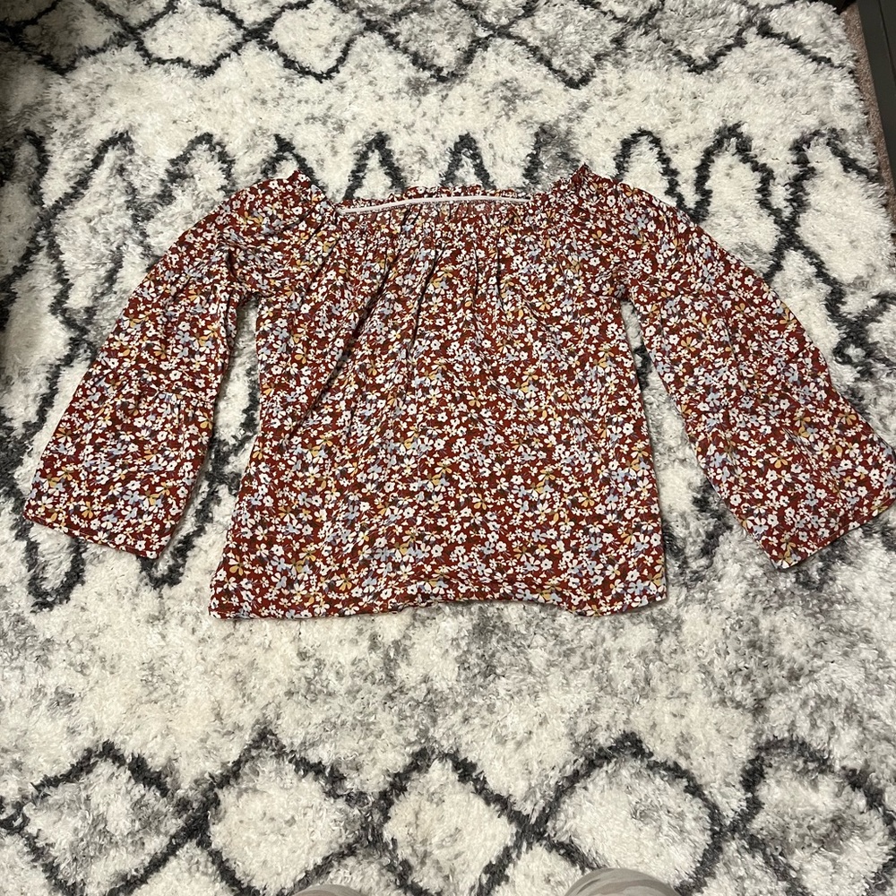 Strapless floral blouse